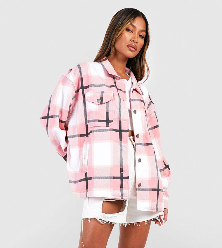 Checked sales trucker jacket