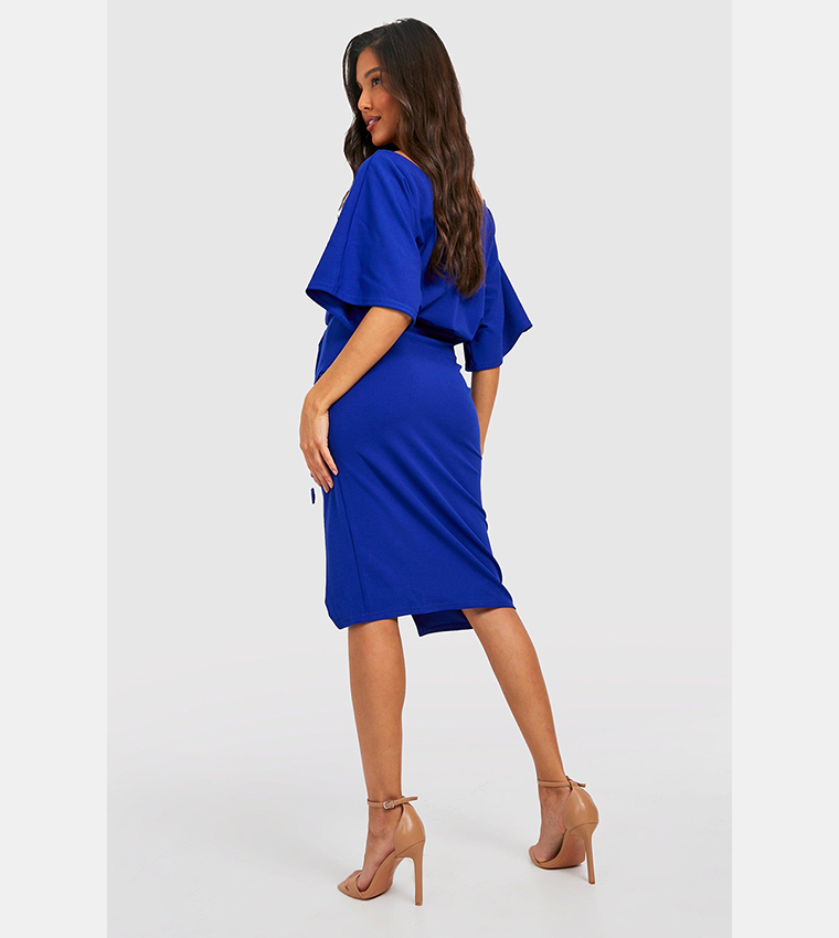 Buy Boohoo Kimono Tie Belt Midi Dress In COBALT | 6thStreet UAE