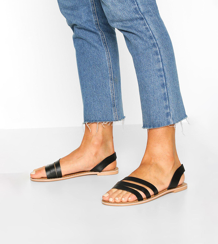 Buy Boohoo Leather Strap Sandals In Black 6thStreet Qatar