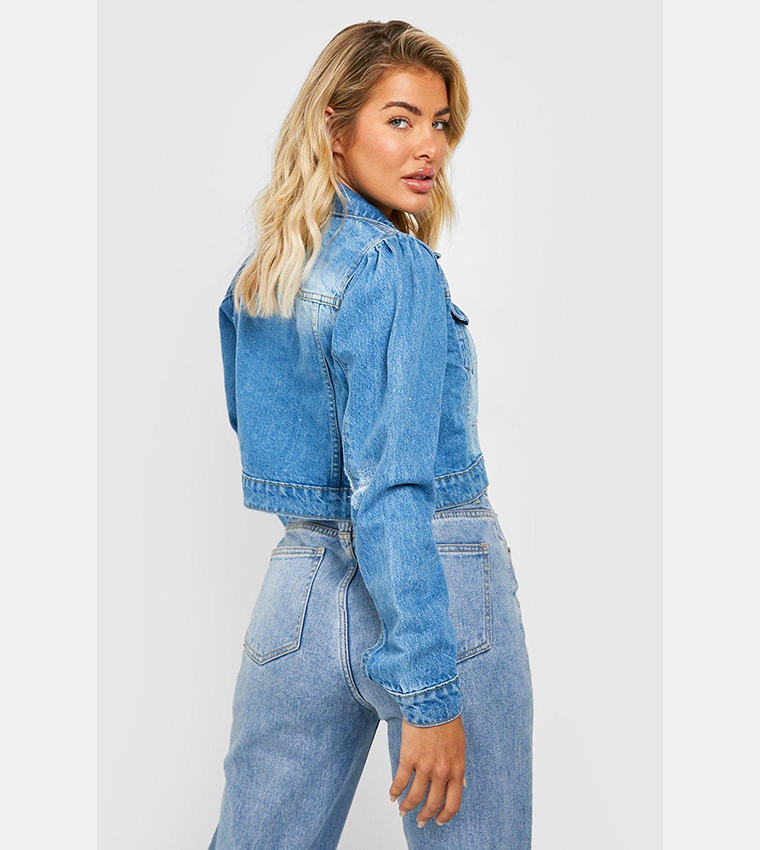 Denim puff clearance jacket