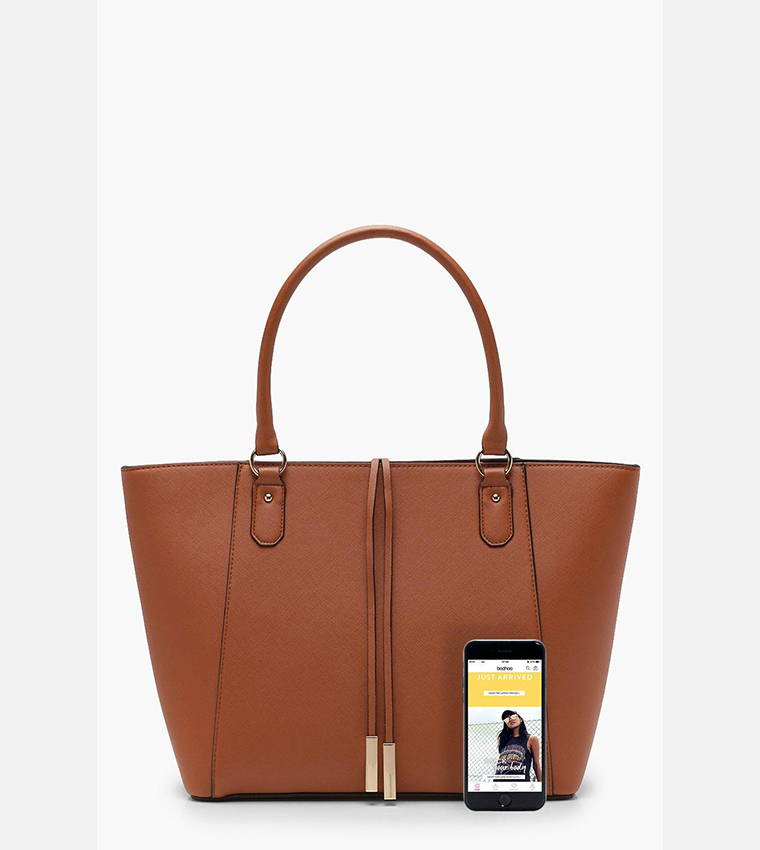 Buy Boohoo Structured Cross Hatch Tote Bag In Brown 6thStreet UAE