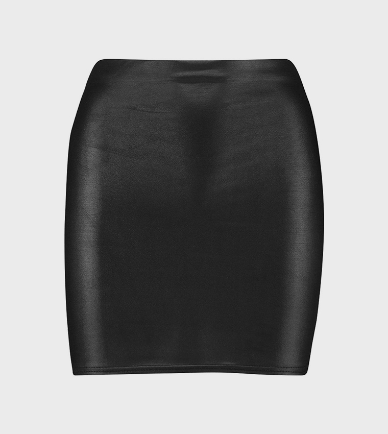 Buy Boohoo Wet Look Mini Skirt In Black 6thStreet Qatar