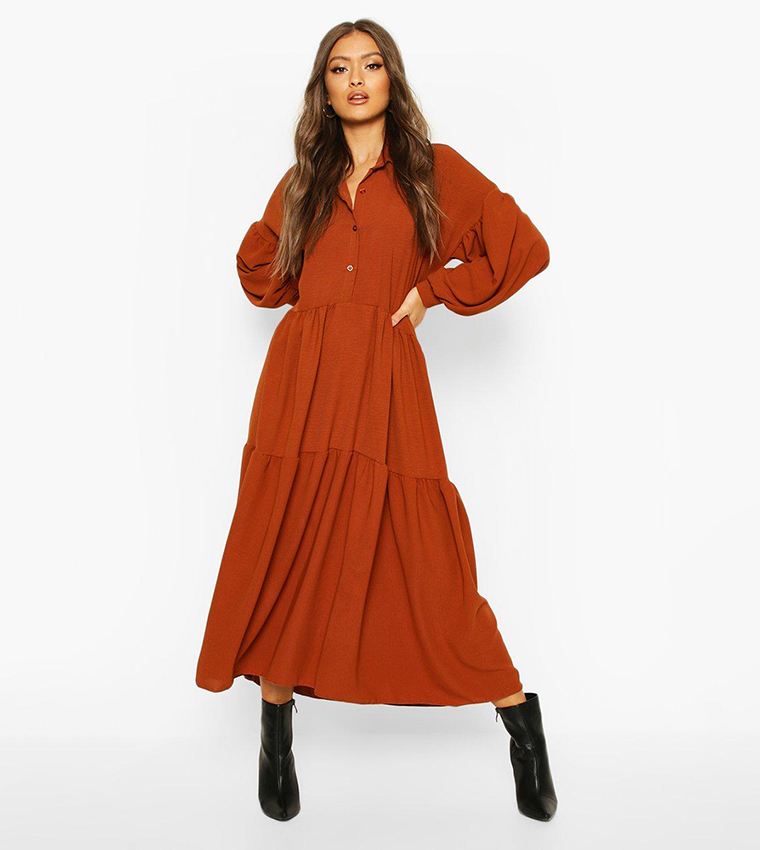 Boohoo maxi shirt dress best sale