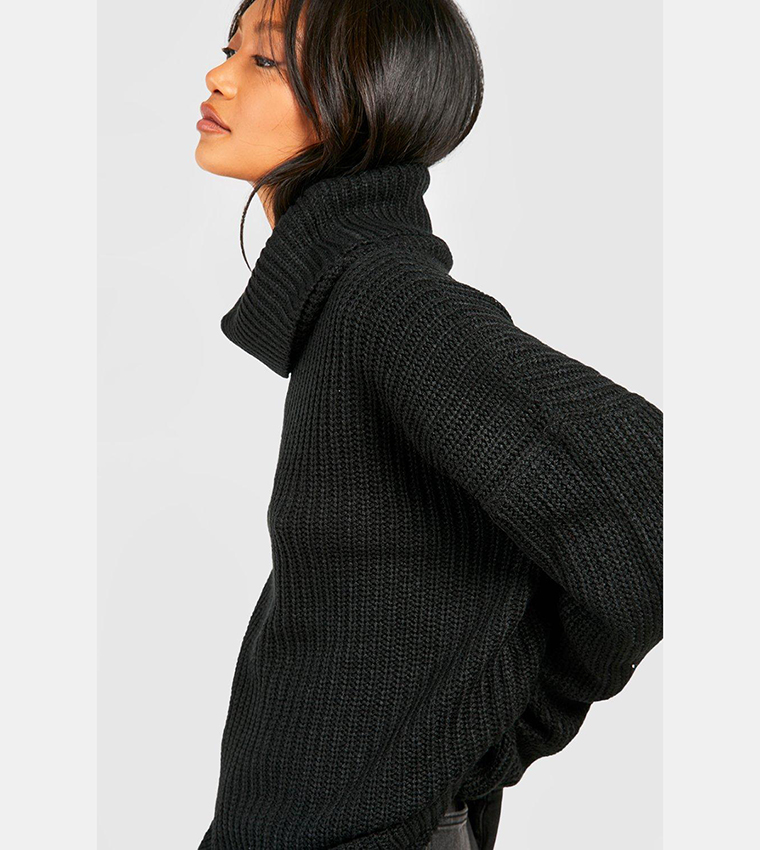 Black roll neck oversized cheap jumper