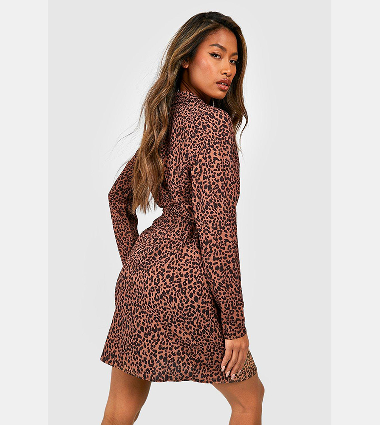 Buy Boohoo Shirt Dress Animal Print In Tan 6thStreet Bahrain