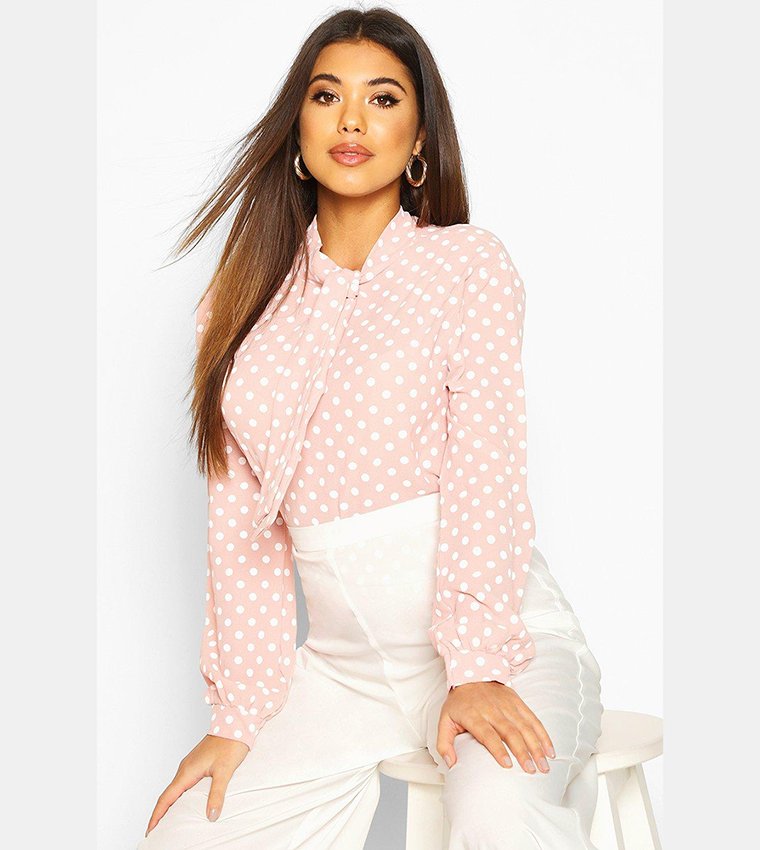 boohoo polka dot blouse