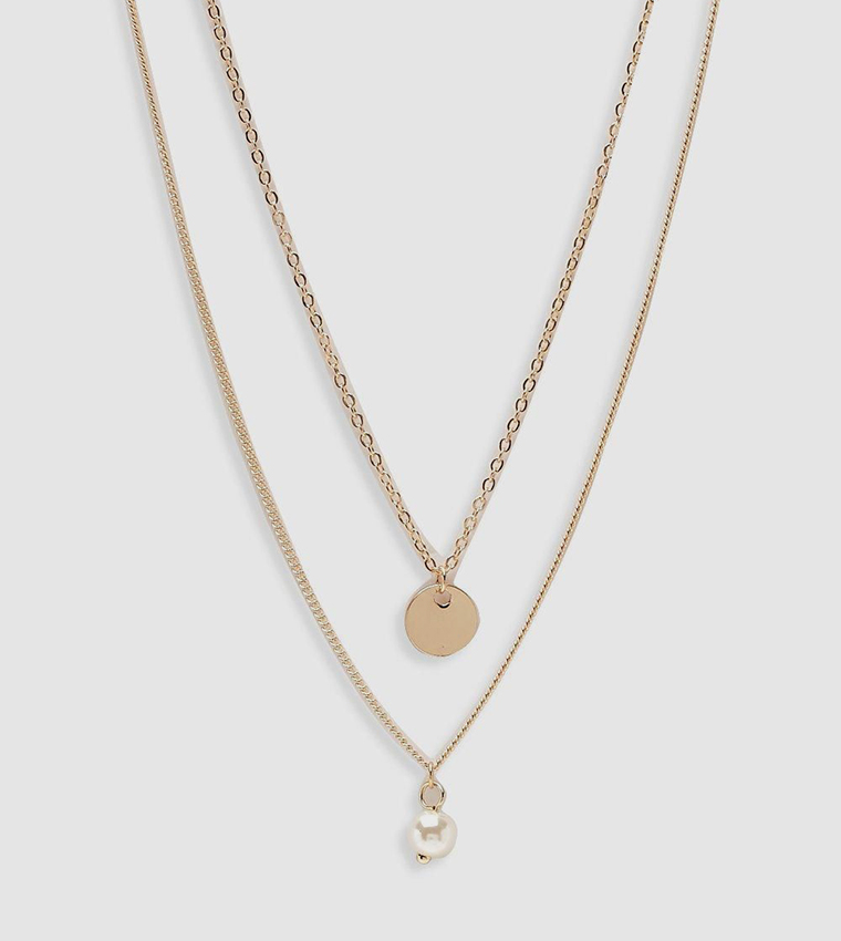 Circle & Pearl Simple Layered Necklace