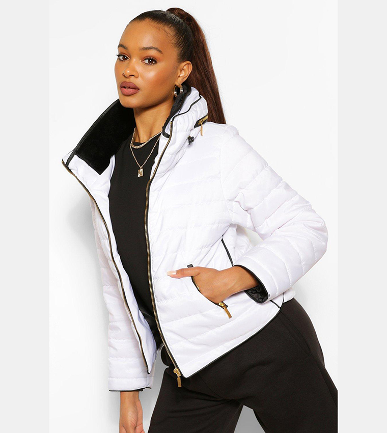 Buy Boohoo Fitted Quilted Jacket In White 6thStreet Bahrain