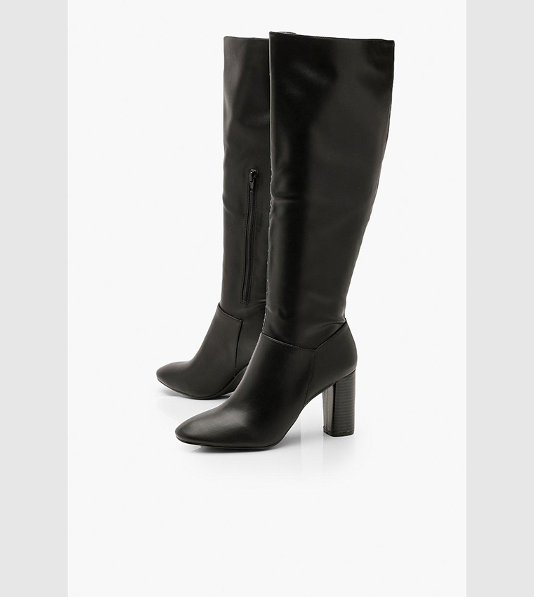 Buy Boohoo Block Heel Knee High Boots In Black | 6thStreet Qatar