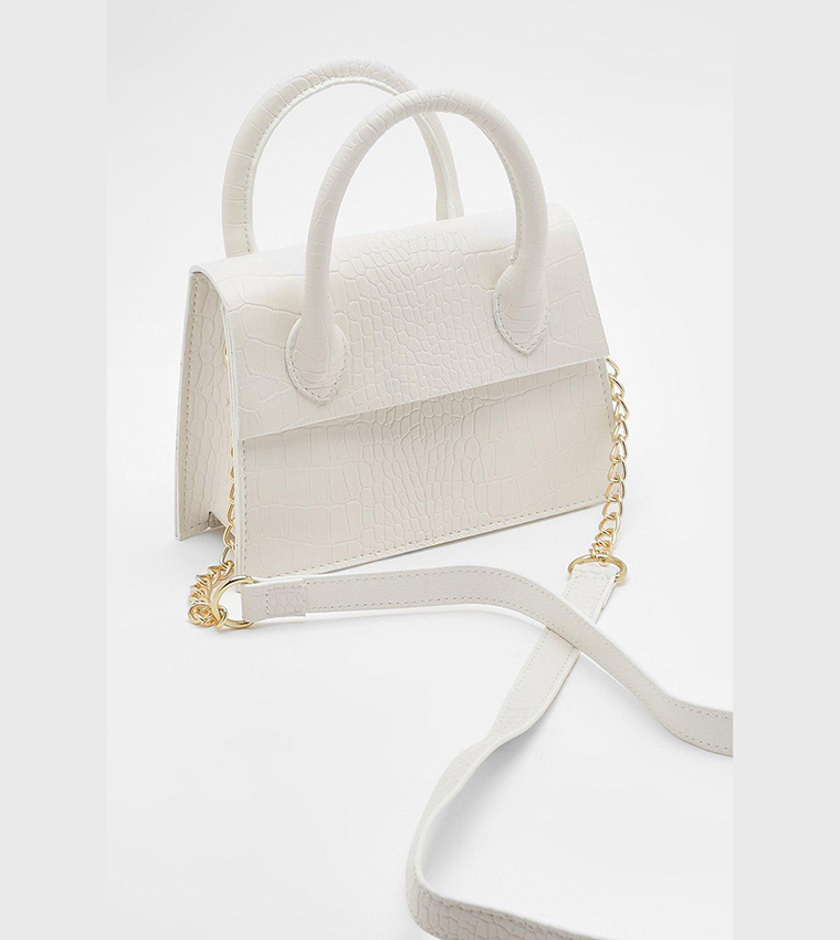 boohoo Quilted Faux Leather Cross Body Chain Bag - White - One Size