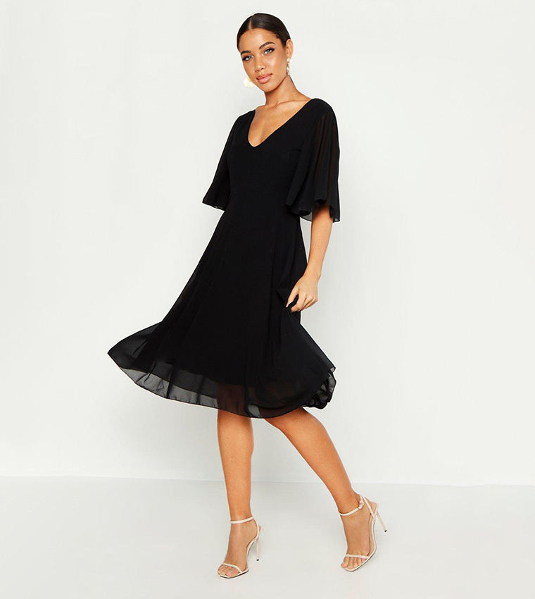 boohoo black midi dress