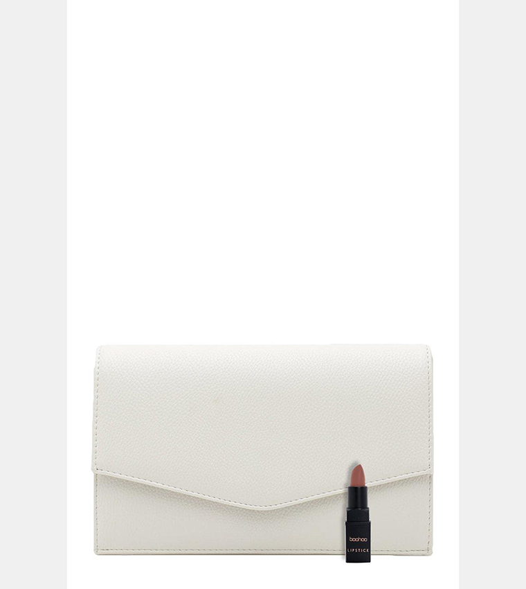 Grainy PU Envelope Clutch Bag and Chain