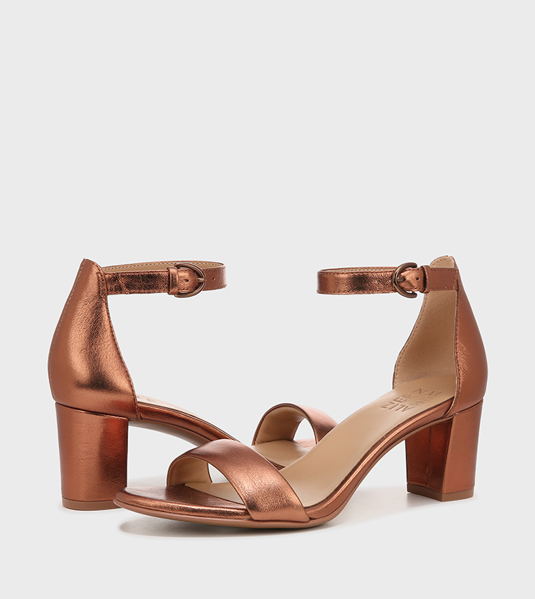 Buy Naturalizer VERA Ankle Strap Block Heel Sandals In Metallic | 6thstreet  Saudi Arabia