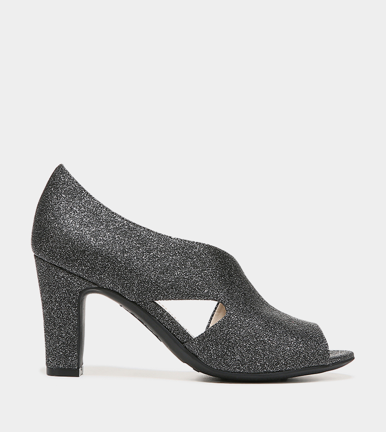 CAREN Peep Toe Glittered Pumps