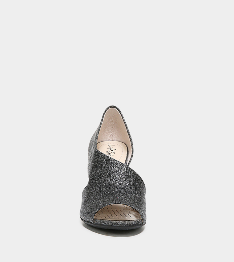 CAREN Peep Toe Glittered Pumps