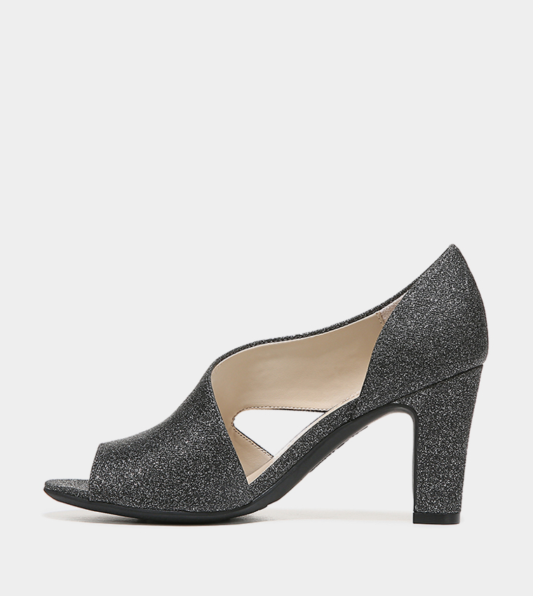 CAREN Peep Toe Glittered Pumps