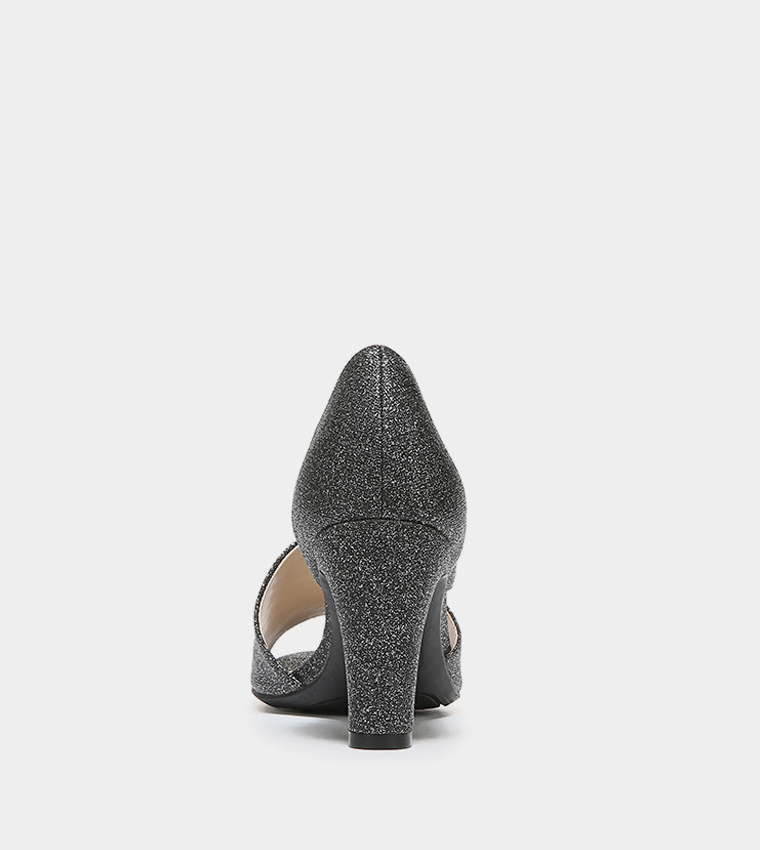 CAREN Peep Toe Glittered Pumps