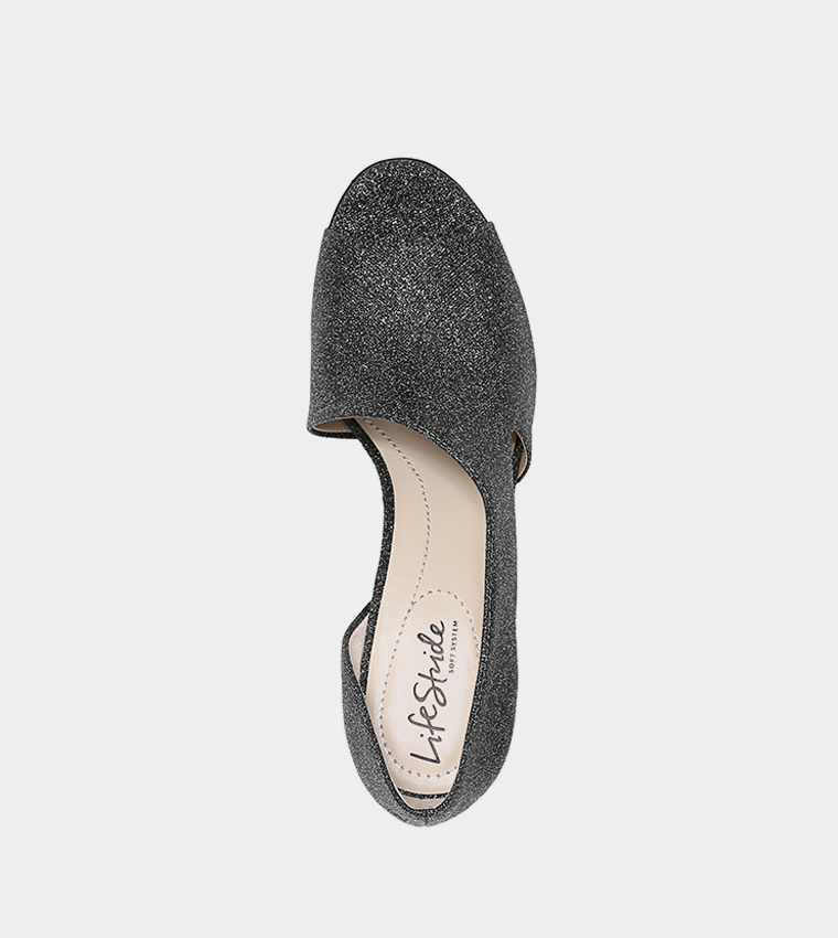 CAREN Peep Toe Glittered Pumps