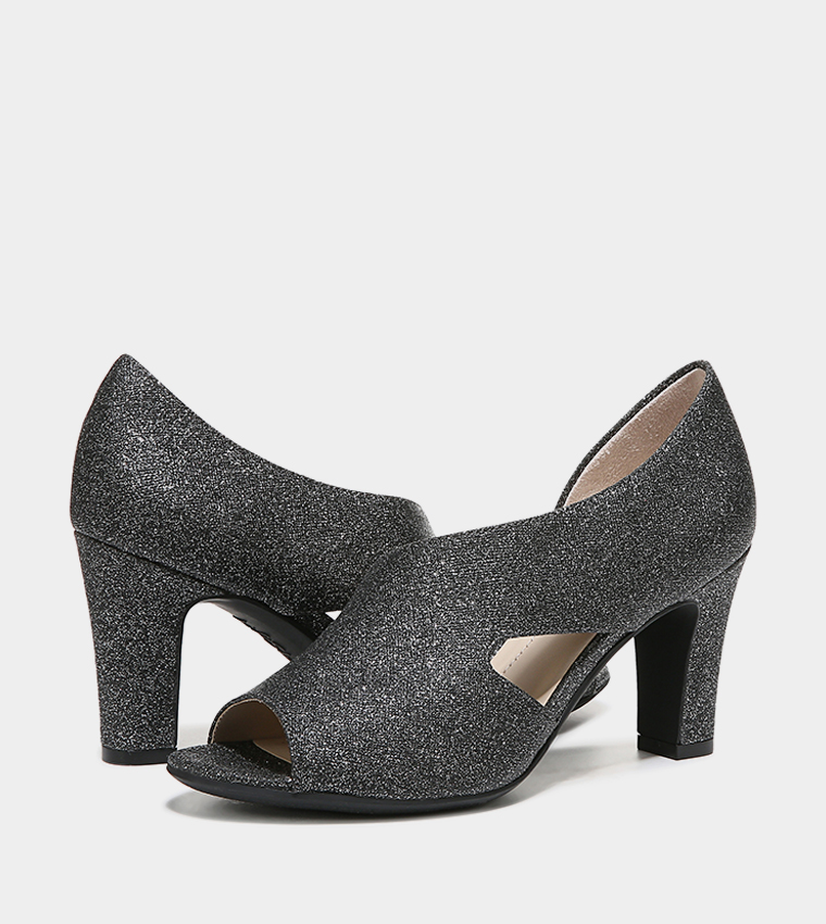 CAREN Peep Toe Glittered Pumps