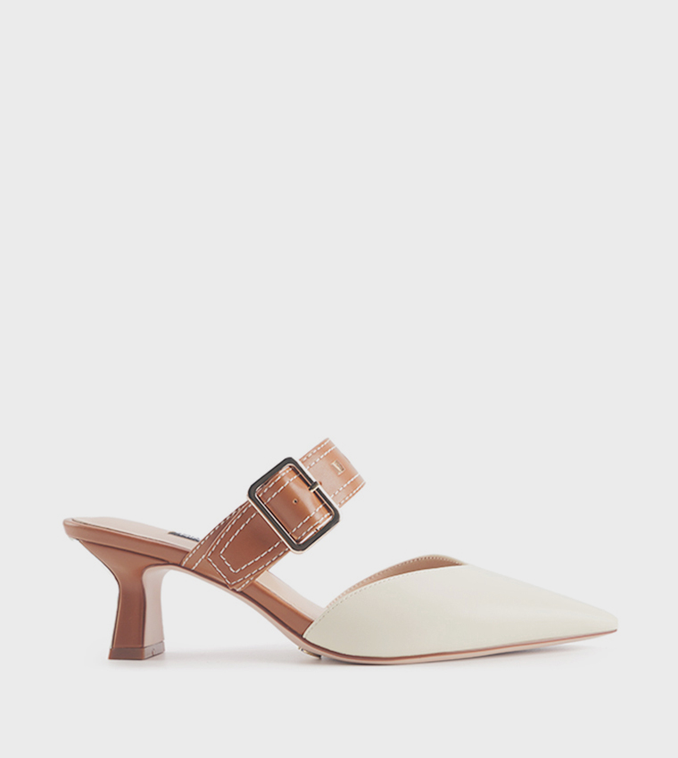 GABRIEL Buckle Detail Heeled Mules