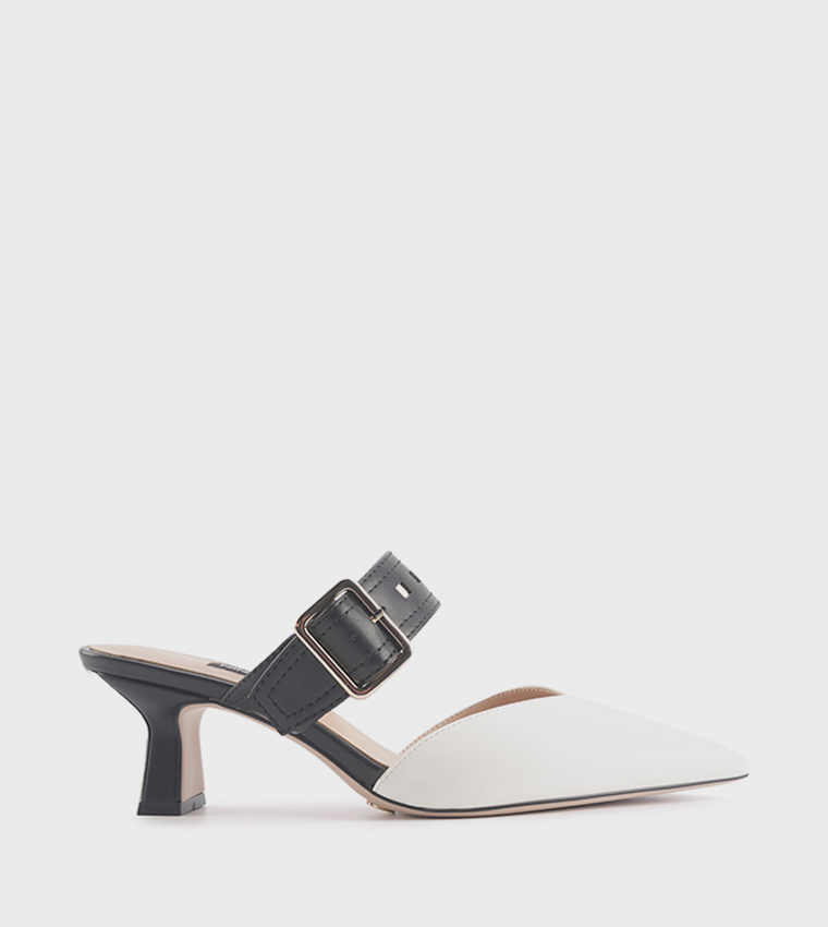 GABRIEL Buckle Detail Heeled Mules