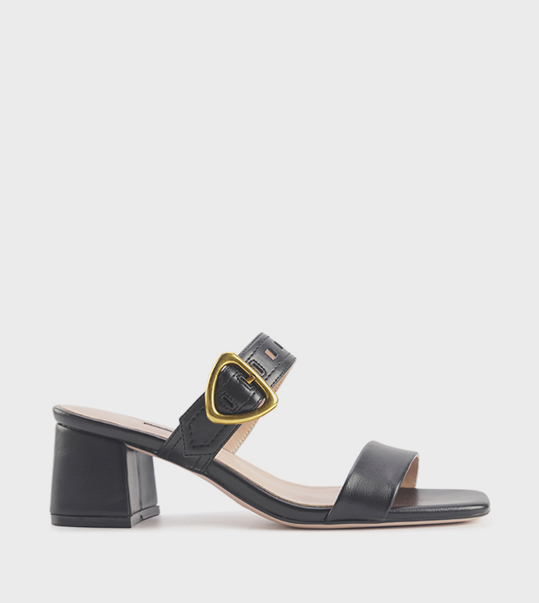 GARNET Buckle Detail Block Heel Sandals