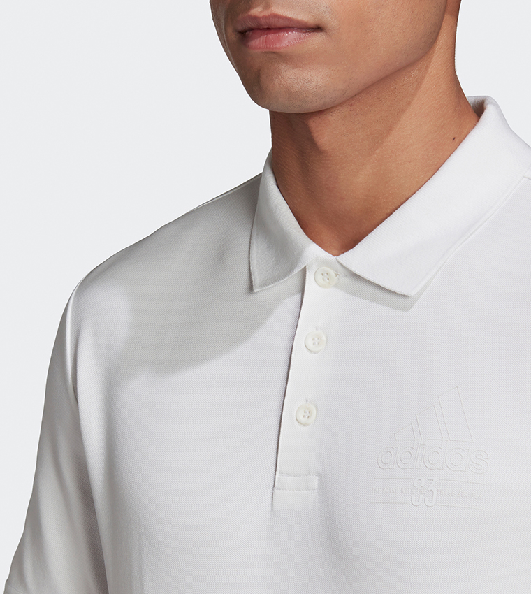 Buy Adidas Brilliant Basics Polo Shirt White In White 6thStreet Kuwait