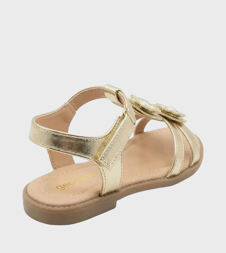 Flower Detail Open Toe Flat Sandals