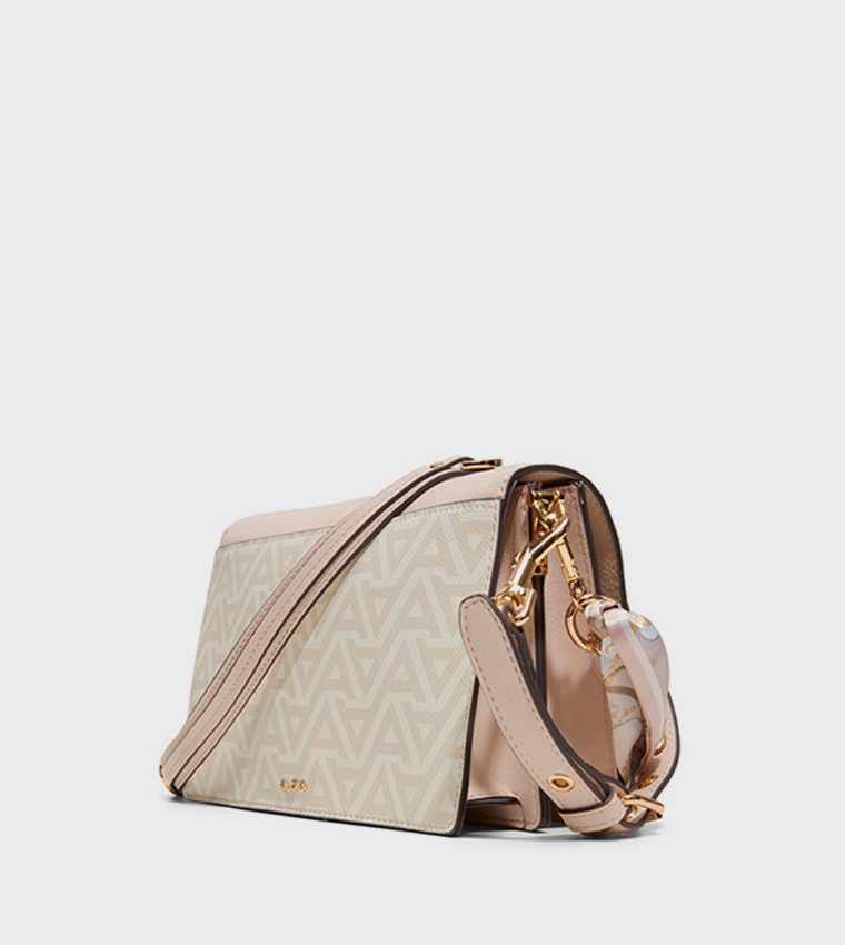 GEDIA Logo Patterned Flap Crossbody Bag