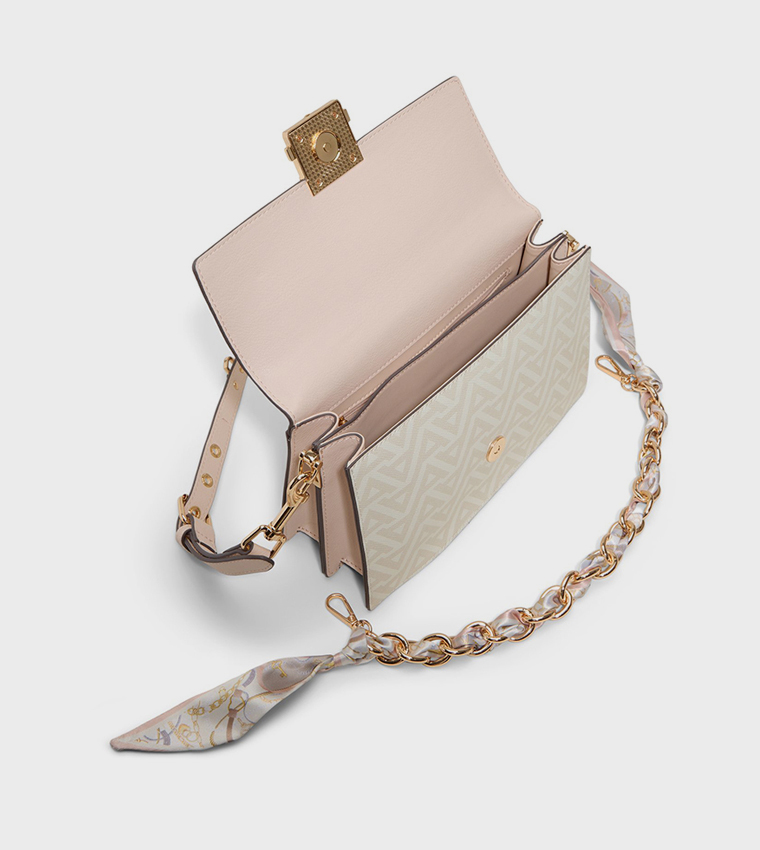 GEDIA Logo Patterned Flap Crossbody Bag