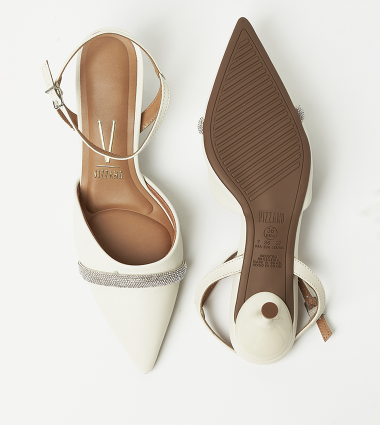 LILIANNA Embellished Ankle Strap Pumps