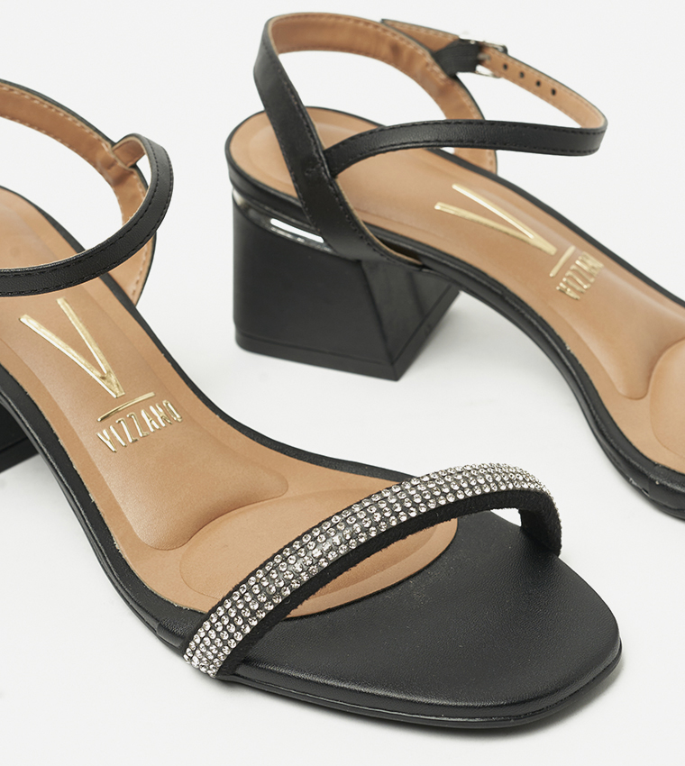 SHAY Embellished Block Heel Sandals