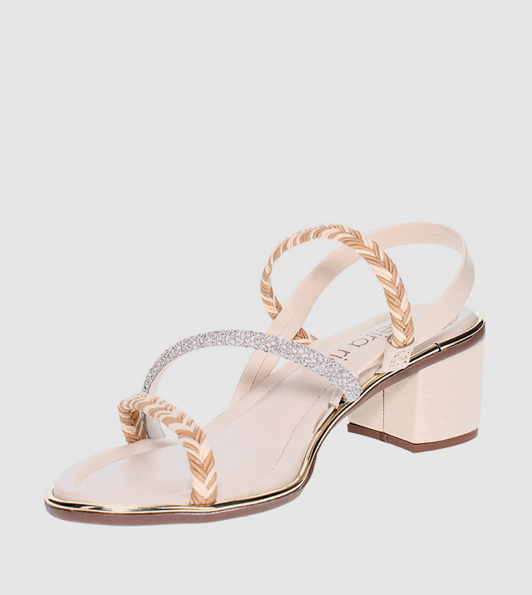 MARCELLUS Embellished Block Heel Sandals
