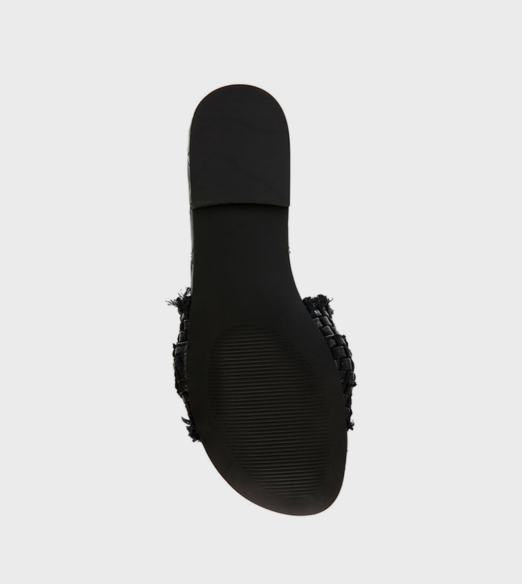 GETAWAY Embellished Basket Weave Flat Sandals