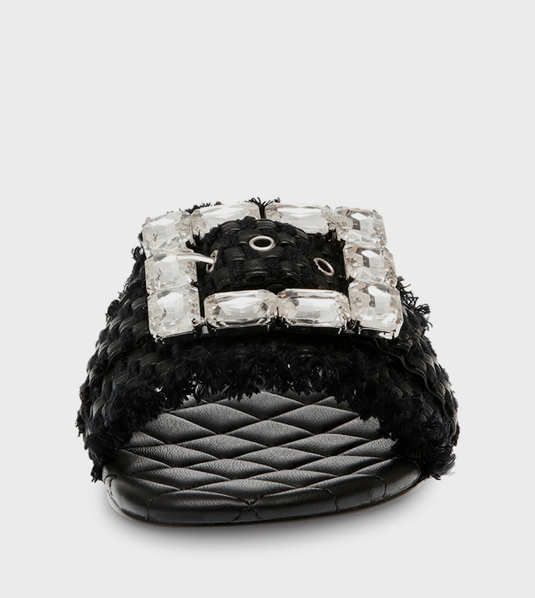 GETAWAY Embellished Basket Weave Flat Sandals