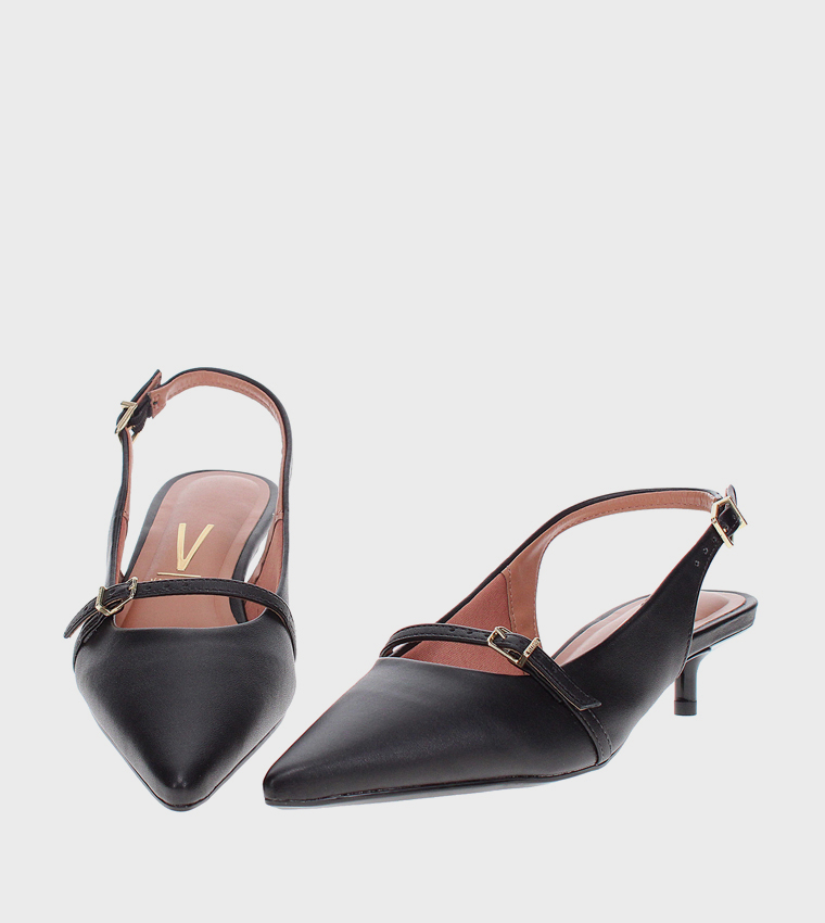 Buckle Strap Slingback Pumps