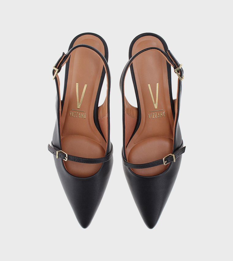 Buckle Strap Slingback Pumps
