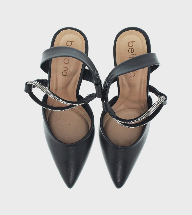 حذاء كعب مزخرف بمقدمة مدببة وحزام خلفي