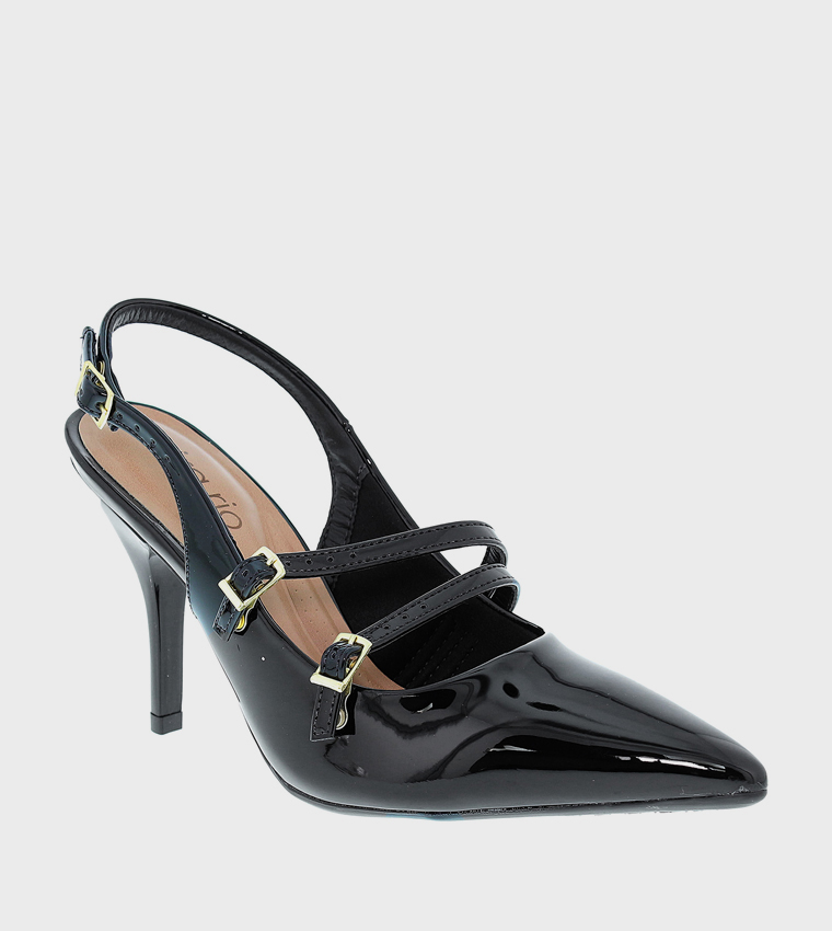 حذاء كعب مزخرف بمقدمة مدببة وحزام خلفي