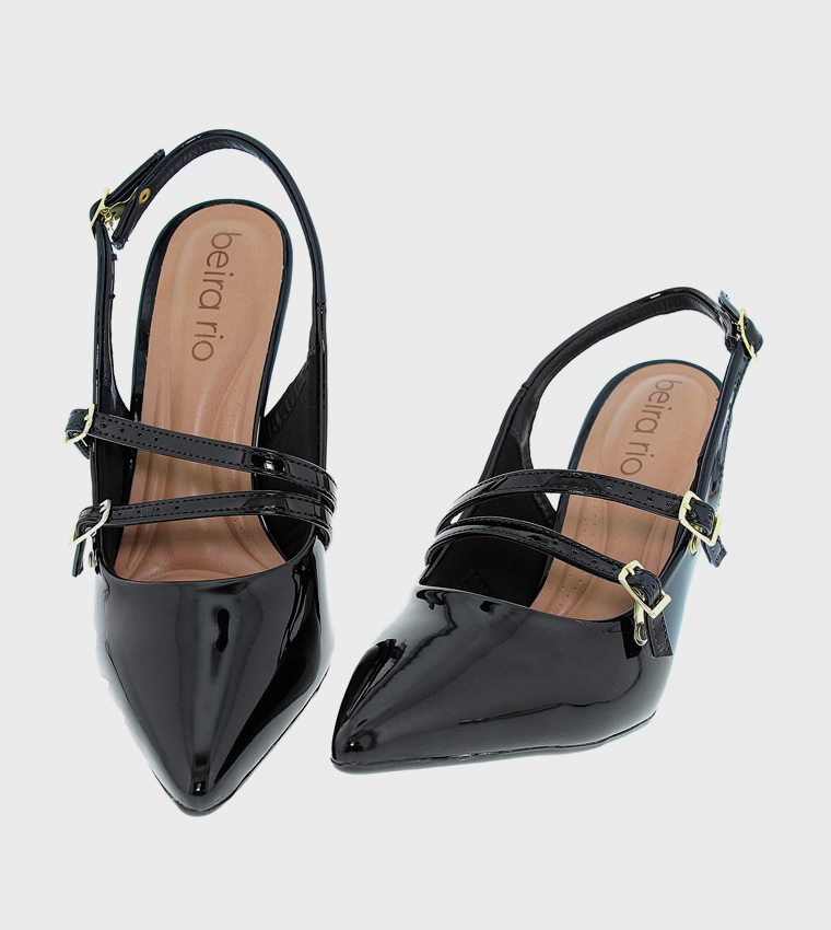 حذاء كعب مزخرف بمقدمة مدببة وحزام خلفي