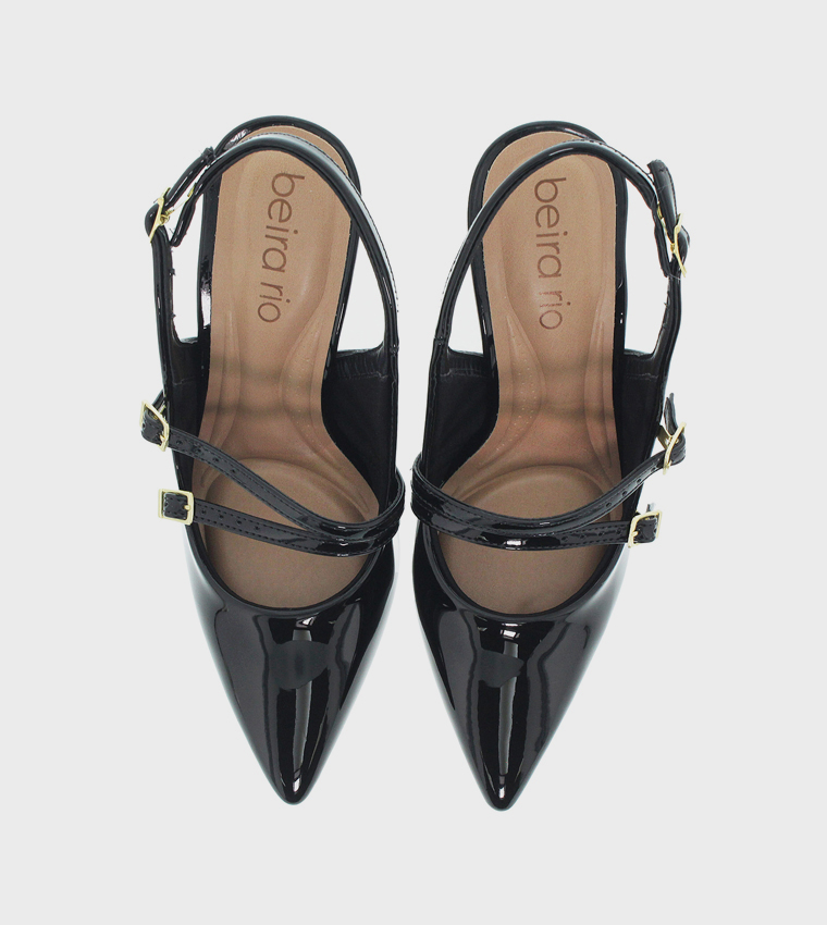 حذاء كعب مزخرف بمقدمة مدببة وحزام خلفي