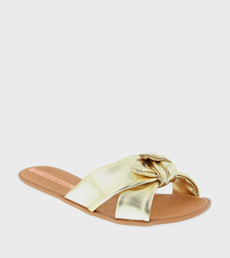 Knot Strap Open Toe Flat Sandals