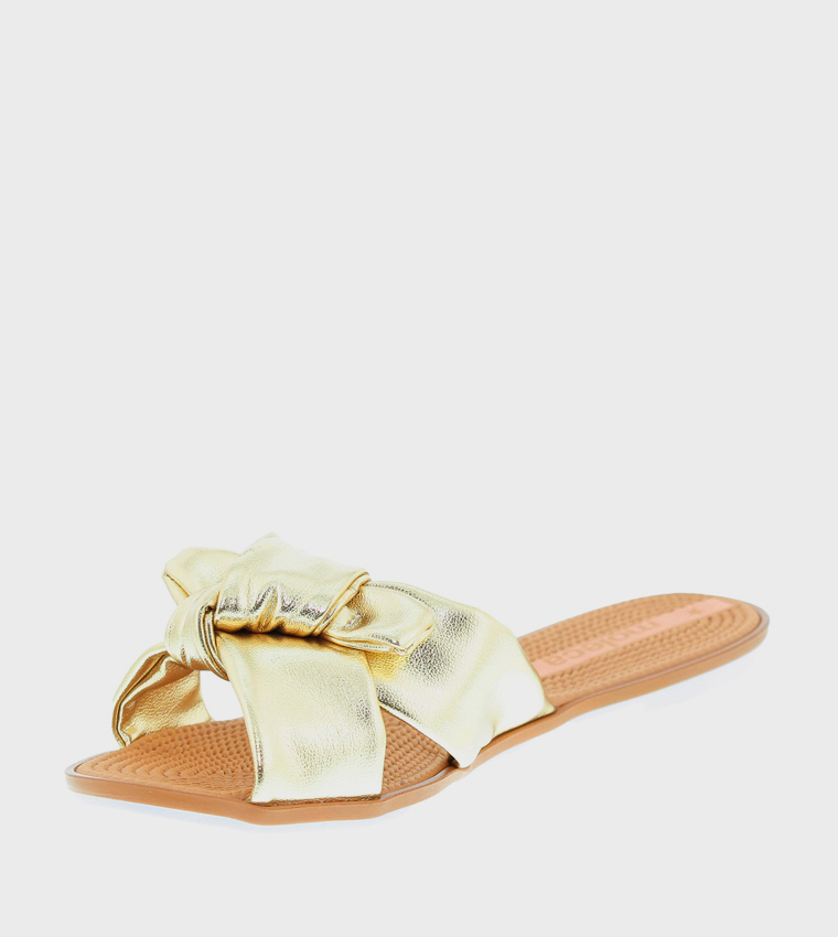 Knot Strap Open Toe Flat Sandals