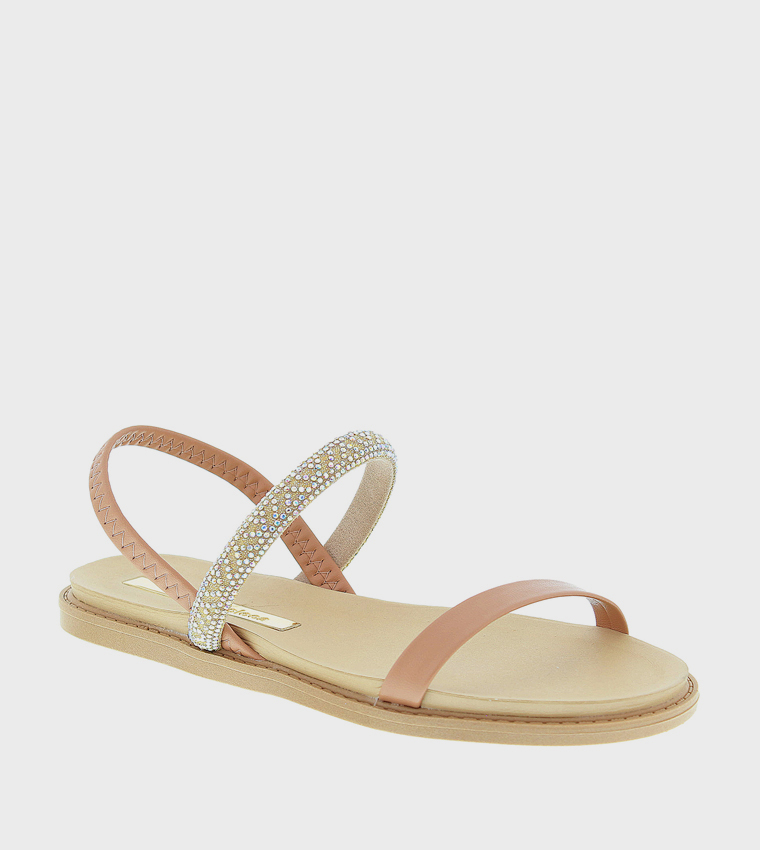 صندل فلات مزخرف بمقدمة مفتوحة