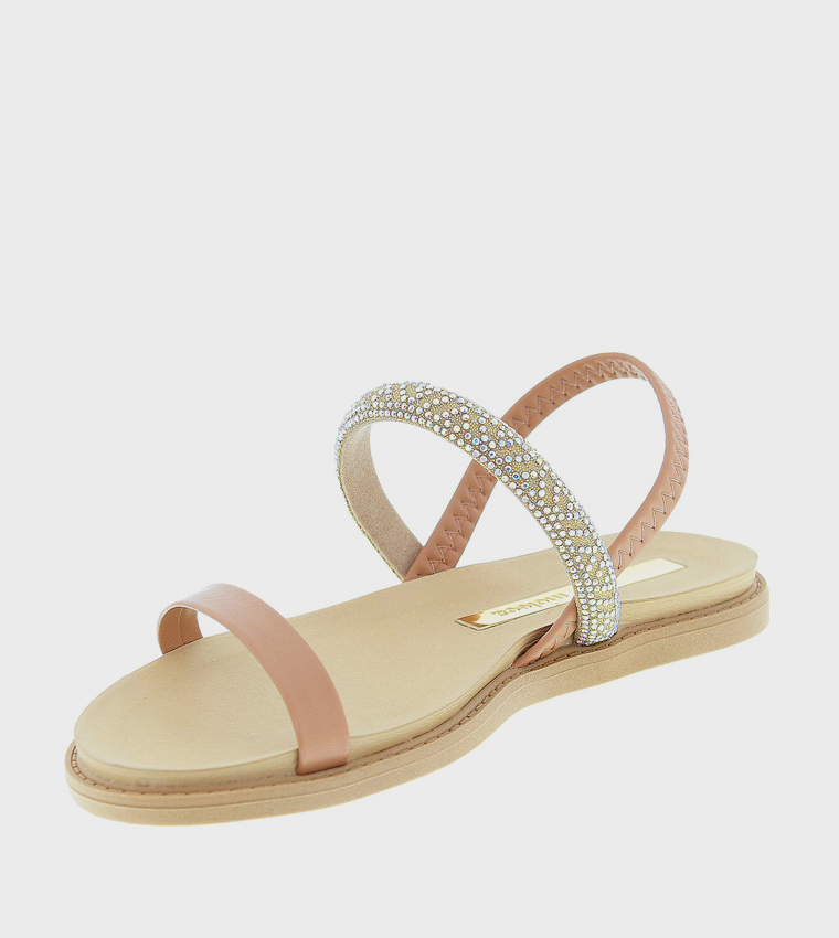 صندل فلات مزخرف بمقدمة مفتوحة