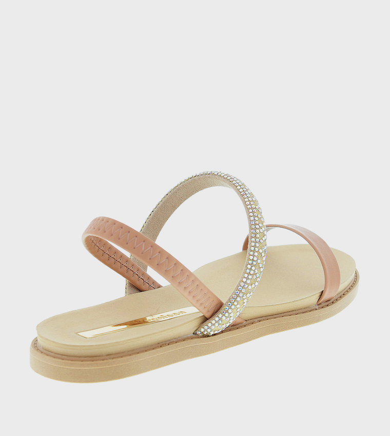 صندل فلات مزخرف بمقدمة مفتوحة