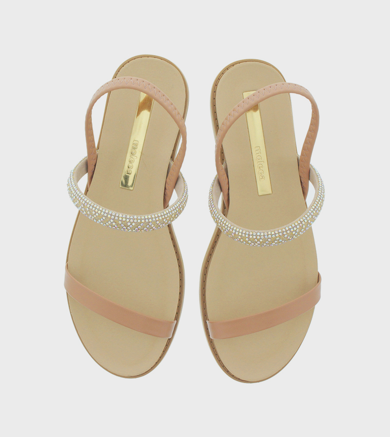 صندل فلات مزخرف بمقدمة مفتوحة