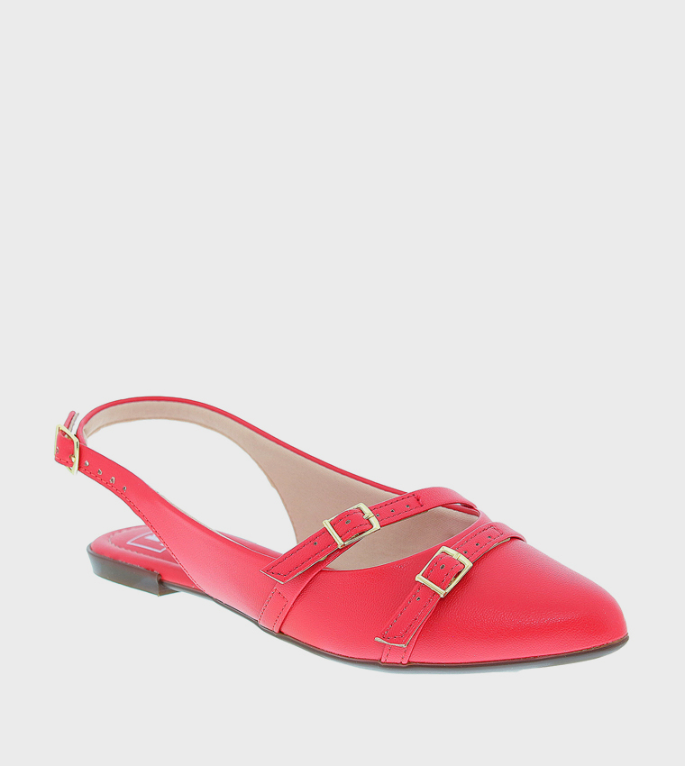 Buckle Strap Slingback Flats