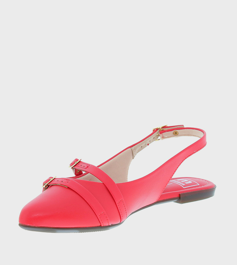 Buckle Strap Slingback Flats