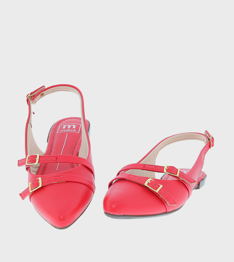 Buckle Strap Slingback Flats